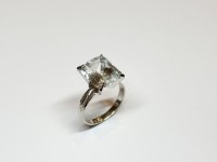 Bague Aigue Marine, or blanc 750