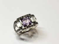 Bague Améthyste & Nacre, arg 925