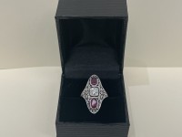 Bague ancienne or 750 & diamants & rubis
