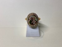 Bague ancienne or 750 miniature St Christophe