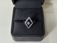 Bague ancienne Saphirs & Diamants, or 750 