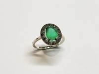 Bague argent 925 agate verte 
