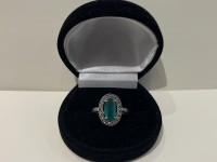 Bague argent 925 agate verte