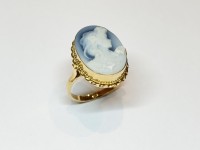 Bague Camée et Agate bleu, or 750