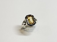Bague citrine et émail arg 925