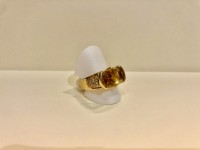 Bague citrine or 750 et diamants