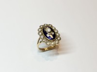 Bague Email, Perles & Diamants, or 750