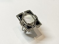 Bague Opale & Onyx, arg 925