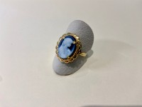 Bague or 750 camée bleu