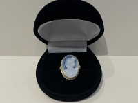 Bague or 750 camée bleu