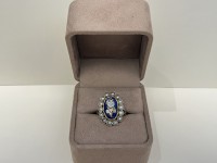 Bague or jaune 750, email & perles & diamants 