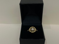 Bague perle, or jaune 750