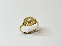 Bague perle, or jaune 750