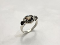 Bague Quartz Fume, arg 925