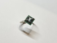 Bague Topaze bleue & Email, arg 925