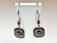 Boucle d'oreilles Grenat & Email, arg 925