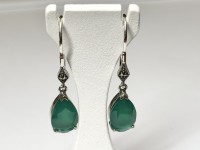 Boucles d'oreilles agates vertes arg 925