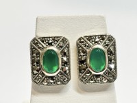 Boucles d'oreilles agates vertes arg 925