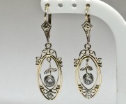 Boucles d'oreilles ancienne dormeuse, or 750, REF 260175