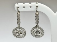 Boucles d'oreilles art déco, diamant, or 750 REF 4437