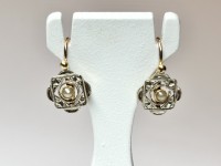 Boucles d'oreilles art déco, Perles, or 750