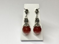 Boucles d'oreilles boules Cornaline, arg 925