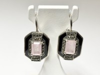 Boucles d'oreilles en quartz rose arg 925 