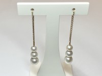 Boucles d'oreilles pendantes Perles, or 750