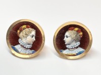 Boutons de manchettes anciens Email, or 750