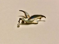 Broche oiseau ancienne or 750 nacre