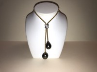 Collier perles de Tahiti or 750 diamants