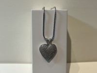 Pendentif coeur or gris 750 & diamants