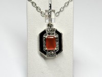 Pendentif Cornaline & Email, arg 925