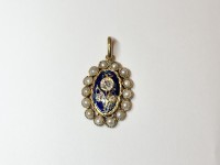 Pendentif Email, Perles & Diamants, or 750 