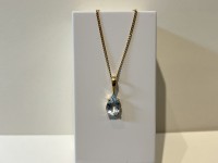 Pendentif goutte or 750 aigue marine