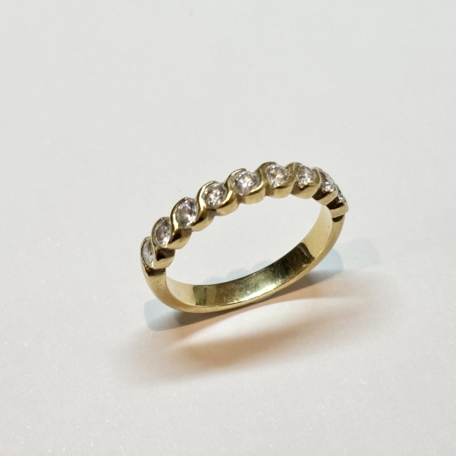 Alliance demi tour diamants, or jaune 750