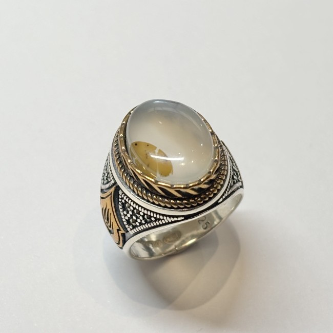 Bague agate du Yemen arg 925