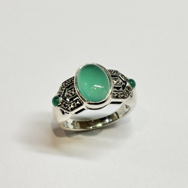Bague agates vertes arg 925 