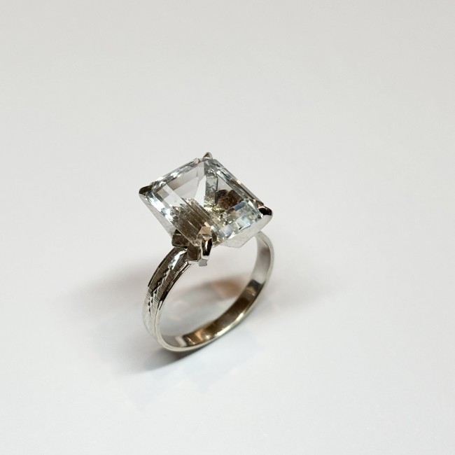 Bague Aigue Marine, or blanc 750