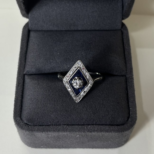 Bague ancienne Saphirs & Diamants, or 750 