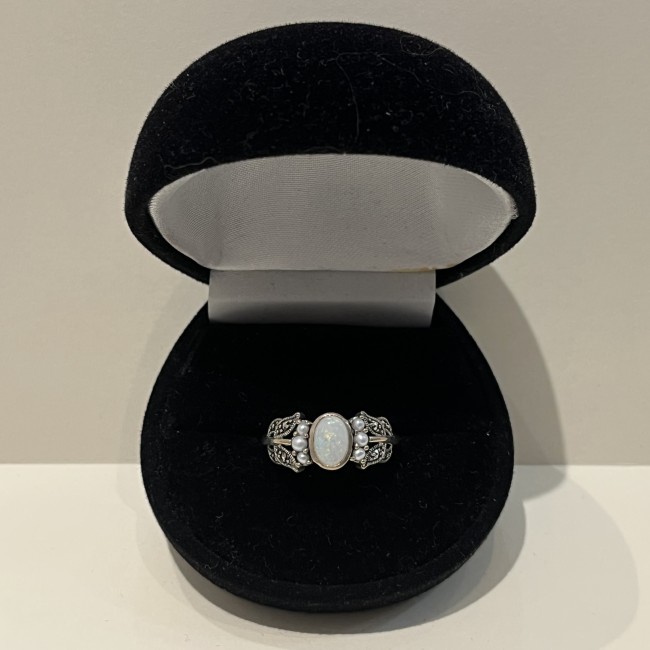 Bague argent 925 & opale & perles
