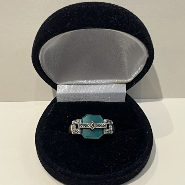 Bague argent 925 agate verte