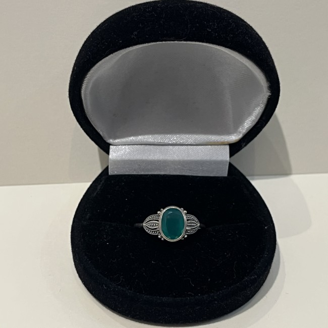 Bague argent 925 agate verte