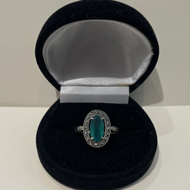 Bague argent 925 agate verte