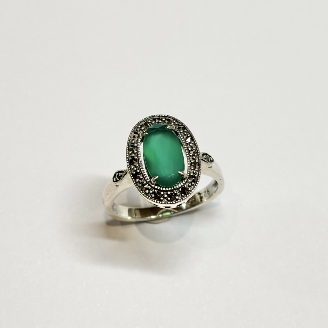 Bague argent 925 agate verte