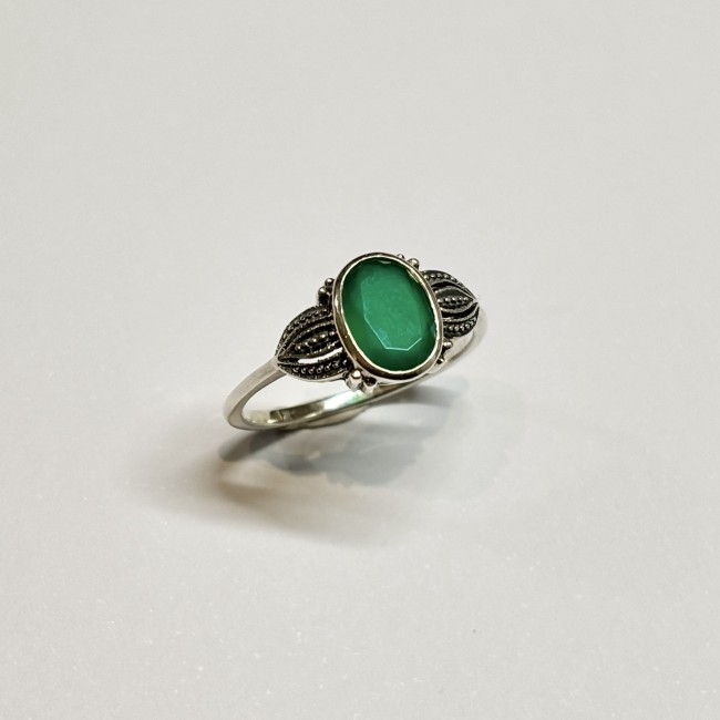 Bague argent 925 agate verte