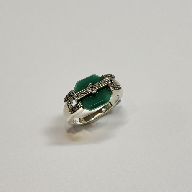 Bague argent 925 agate verte