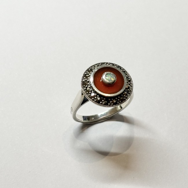 Bague Cornaline & Opale, arg 925
