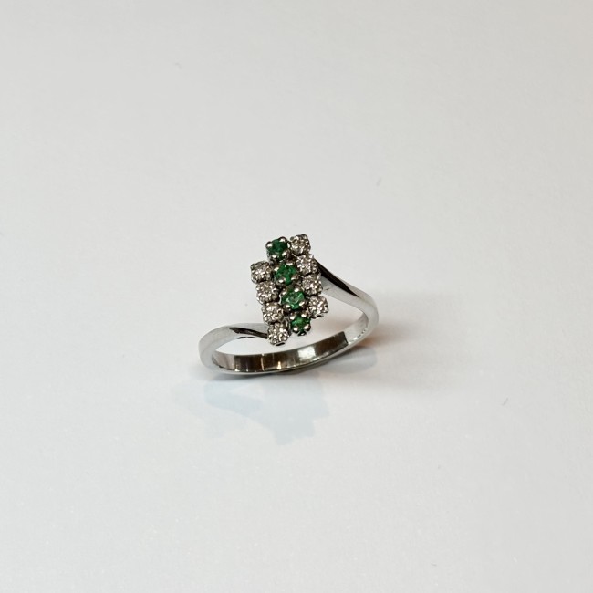 Bague Emeraudes & Diamants, or 750