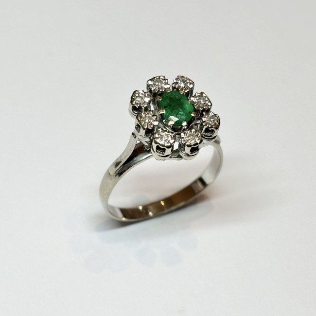 Bague Emeraudes & Diamants, or 750